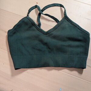 Green cropped tank top/unpadded bra